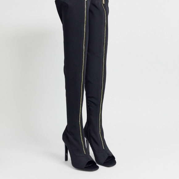 NEW ASOS DESIGN Kyoko thigh high boots in black 7 - Picture 2 of 12